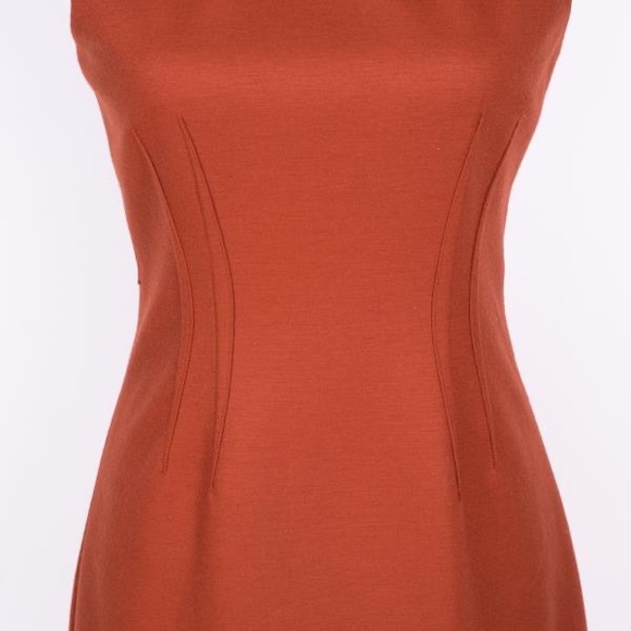 Elie Tahari Burnt Orange Wool Blend Sheath Dress - Picture 3 of 4